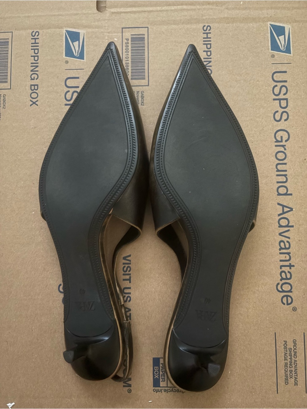 Zara 100% leather sling back kitten heels - Picture 7 of 7